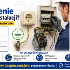 Elektryk sprawdza uziemienie w starej instalacji multimetrem. Poradnik "Jak zrobić uziemienie w starej instalacji" pokazuje bezpieczne kroki i czego unikać.