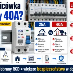 Jaka różnicówka 25A czy 40A? Wybór zależy od obciążenia, liczby obwodów i typu odbiorników. Dobrze dobrany RCD to większe bezpieczeństwo w domu.