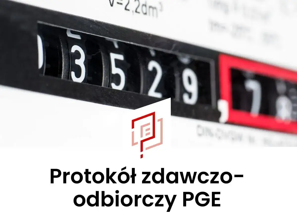 Zbliżenie na licznik energii elektrycznej PGE. Cyfry 35297. Protokół zdawczo-odbiorczy PGE.