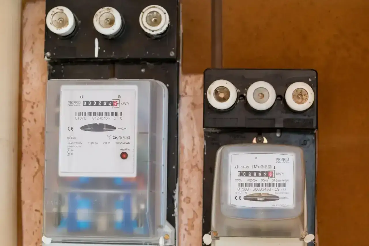 Dwa liczniki energii elektrycznej, jeden nowszy, drugi starszy. Wymiana licznika Tauron to ważny krok w modernizacji.