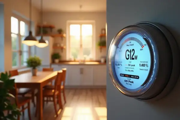 Termostat pokazuje taryfę G12w PGE, optymalizując zużycie prądu latem i zimą.